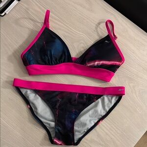 Reebok Women's Pink and Black Swim Set